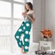 thumbnail image 5 of Balery Teal And White Polka Dot Pantalones de pijama para mujer, pijamas ultraligeros, pantalones de estar por casa-Large, 5 of 6