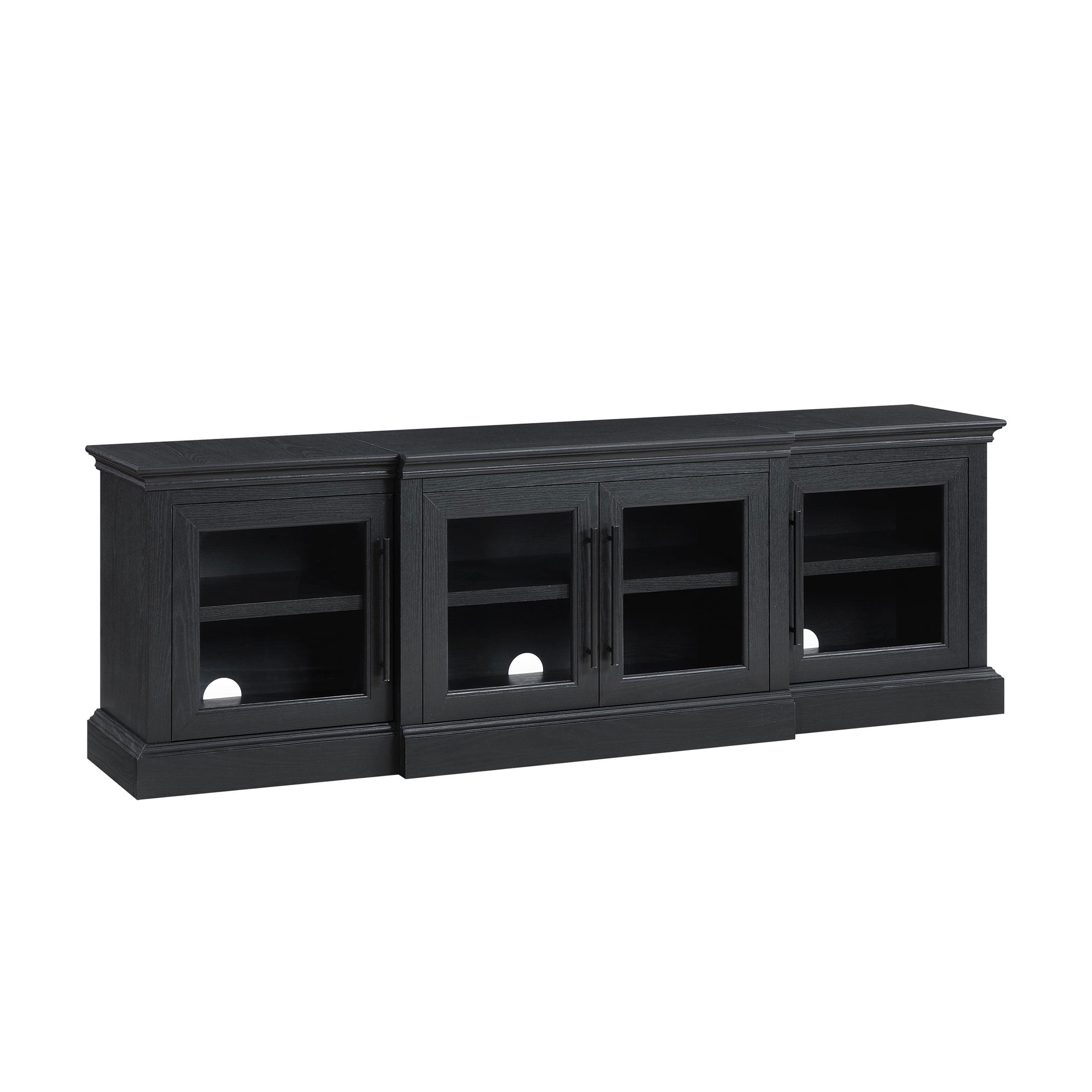 Whalen Rowan Low Profile TV Stand for TVs up to 85", Black Oak Finish