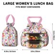 thumbnail image 5 of Pioneer Flower Floral Print Pattern Drawstring Lunch Bag Women - Drawstring Lunch Bag Insulated for Work Office - Stain-Resistant Large Lunchbags for Women with Multi-Pockets, 5 of 6