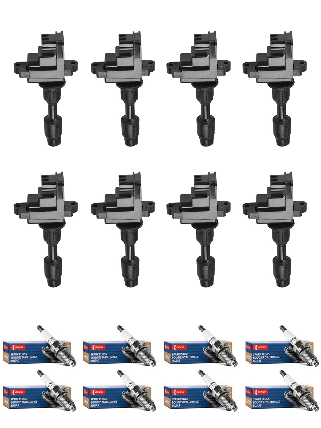 Set of 8 ISA Ignition Coil and 8 Denso Spark Plugs Compatible with 1999