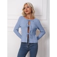 thumbnail image 6 of Women's Tie Front Knitted Cardigan Sweaters Long Sleeve Fall Winter Jacket Coats Slim Fit Knitwear Tops, 6 of 8