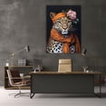 thumbnail image 5 of Mudket Framed Leopard with Floral Headscarf Canvas Wall Art, Stylish Animal Print Wall Decor, Ready to Hang for Women Bedroom Living Room - 12"L x 8"W, 5 of 10