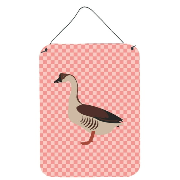 Caroline's Treasures BB7896DS1216 Chinese Goose Pink Check Wall or Door Hanging Prints, 12x16, multicolor