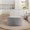 thumbnail image 5 of DREAMSIDEA Large Stuffed Pouf Ottoman, Light Gray Linen Poufs Foot Stool with Foam Chunk Filling, 44 X 32 Floor Poufs Footrest for Living Room, 5 of 5