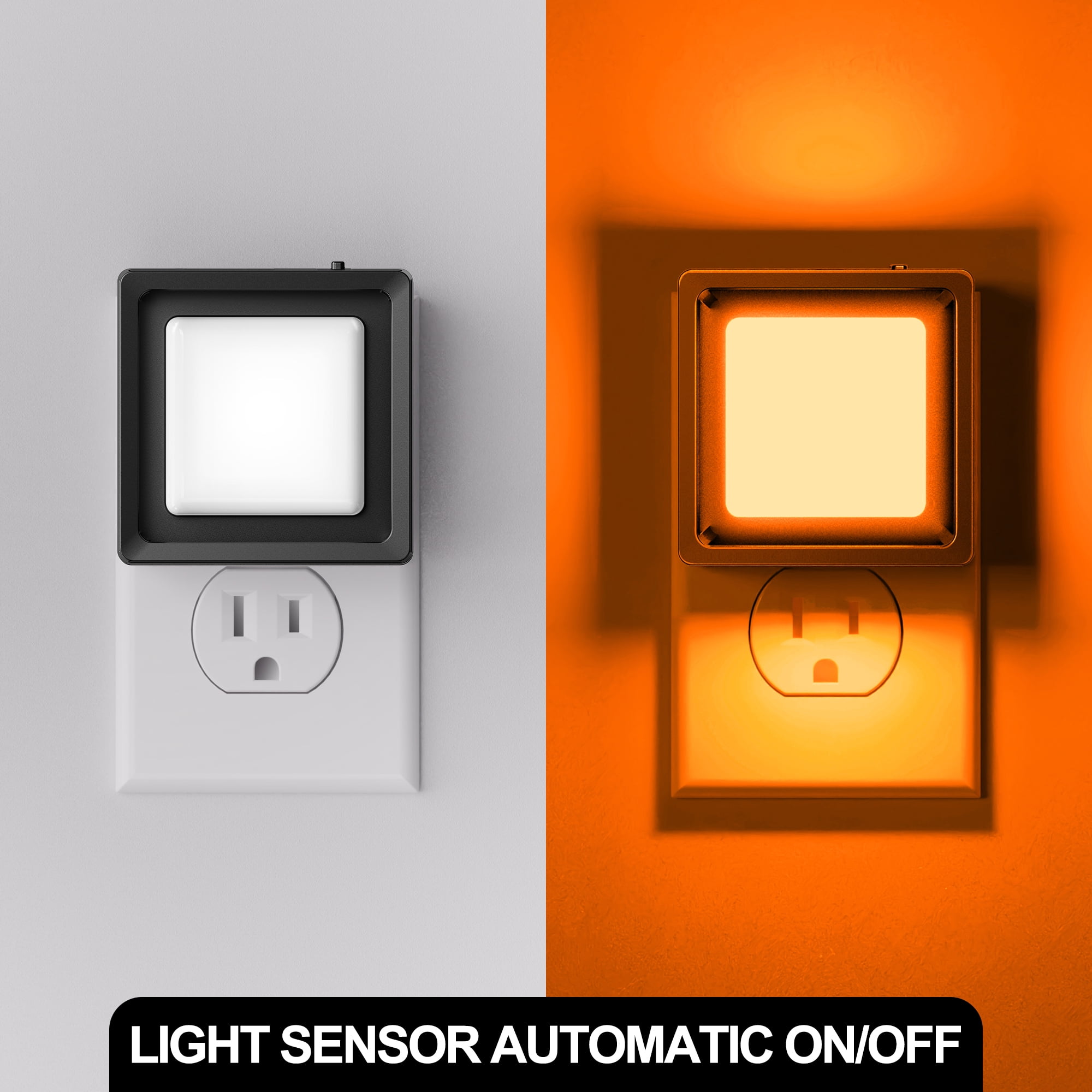 2 Pcs Orange LED Plug In Night Light with Sliding Dimmer