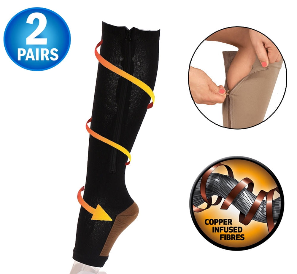 Copper Infused Zipper Compression Socks Zip Up Circulation Pressure