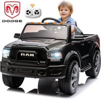 12V Ride on Cars with Remote Control, Licensed Dodge RAM 2500 Kids Ride on Toys with Bluetooth, Music, MP3/USB Port, LED Light, 4 Wheeler Kids Electric Cars for Boys Girls Gifts, Black