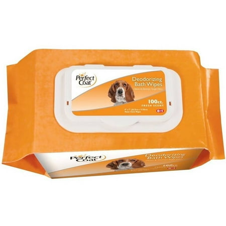 - Perfect Coat Deodorizing Bath Wipes for Dogs, 100 ct