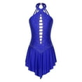 thumbnail image 3 of YONGHS Women's Figure Skating Dress Glittery Rhinestone Halter Strappy Back Ballet Dance Leotard Blue XXL, 3 of 7