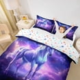 thumbnail image 2 of Metsweet Magical Horse Duvet Cover Queen, Starry Sky Unicorn Queen Bedding, Purple Blue,3-Piece,1 Duvet Cover and 2 Pillowcases, 2 of 6