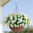 thumbnail image 6 of Artificial Fake Hanging Flowers Plants Baskets for Outdoor Outside Summer Decoration, Faux Silk White Morning Glory in Planter UV Resistant Realistic for Home Porch Patio Balcony Garden Yard, 6 of 6