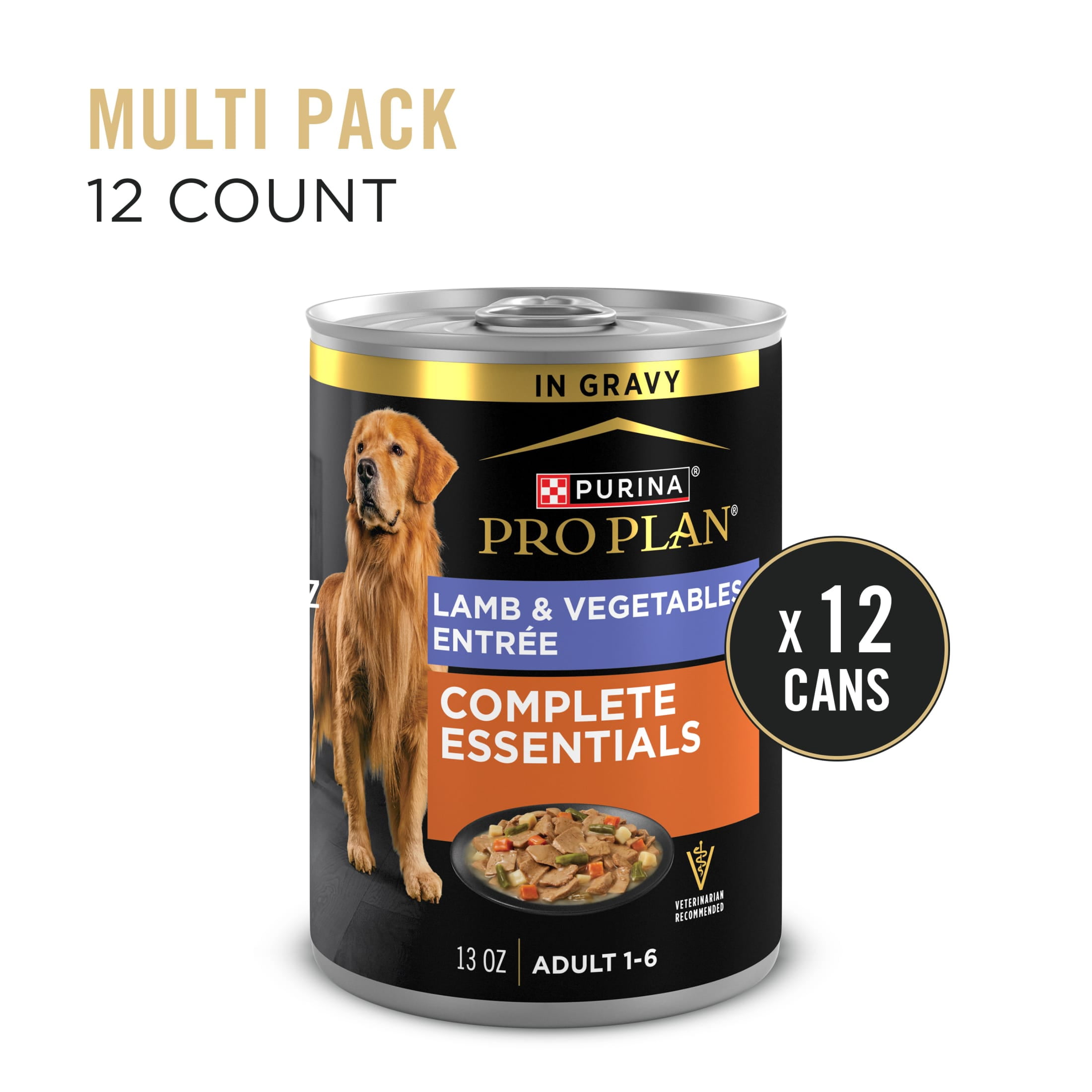 Purina Pro Plan Complete Essentials Lamb and Vegetables Entree in Wet Dog Food Gravy, 13 oz Can