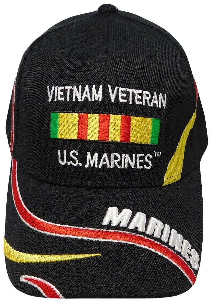 U.S. Marine, Vietnam Veteran, 5 star over service ribbon, Adjustable BLACK Hat