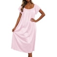thumbnail image 2 of TrendOFT Nightgowns for Women Long Sleeveless Ruffle Night Gown Victorian Sleep Dress Satin Soft Night Dress Ladies Sleepwear Light Pink One Size, 2 of 4