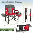 thumbnail image 3 of Barara King Camping Chair, Folding Beach Chair, Folding Camping Directors Chair with Cooler Bag and Side Table-Red, 3 of 6