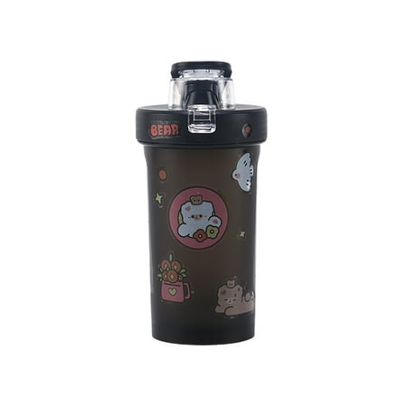 

VEAREAR 300ML Shaker Bottle with Cartoon Sticker Good Sealing Wide Mouth Large Capacity Food Grade Drinking Plastic Protein Powder Shaker Cup for Gym