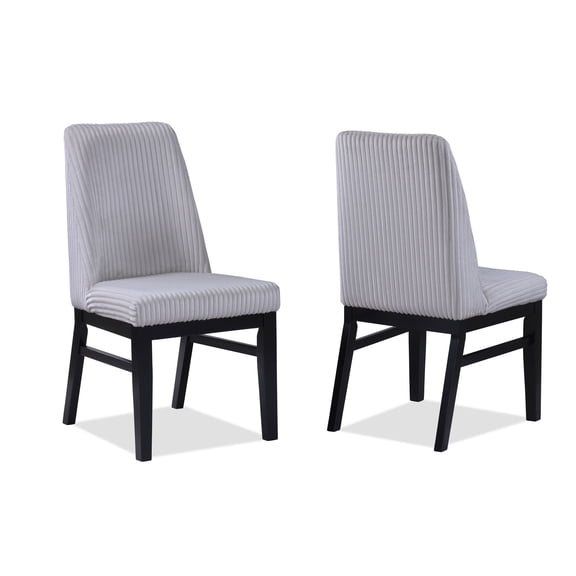 Modern Upholstered Side Chairs, 2pc , Gray Textured Fabric, High Back, Cushioned, Wood Black Dining Chairs With Seat, Back Finish
