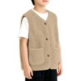 thumbnail image 4 of Sherpa Vest for Kids Fuzzy Fleece Button Jacket with Pockets Warm Sleeveless Coat Boys Girls Toddler Winter Outerwear, 4 of 5