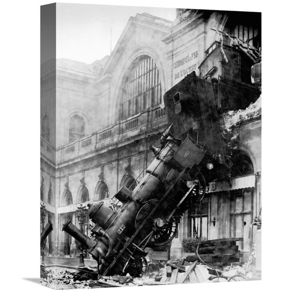 Global Gallery Anonymous,'Train wreck at Montparnasse, Paris, 1895' Stretched Canvas Artwork