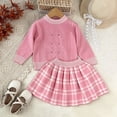 thumbnail image 5 of WXFAZCVU Girls 2 Piece Outfits Crewneck Sweater Top and Skirts Fall Fashion Clothes Going Out Size 3-4 Years, 5 of 5