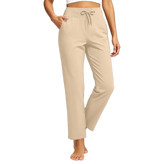 Women's Loose Straight Yoga Pants With Drawstring Waist For Sporty Casual Wear