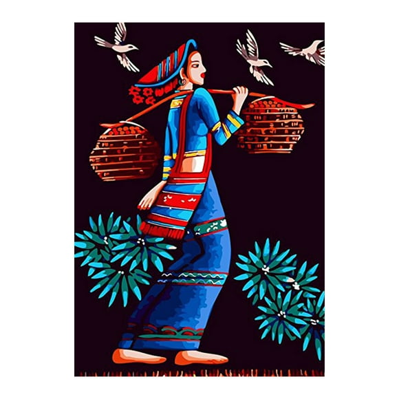 Yeacher DIY Oil Painting on Canvas Paint by Number Kit Dancing People Landscape Pattern for Adults Kids Beginner Craft Home Wall Decor Gift Frameless 16 x 20 Inch