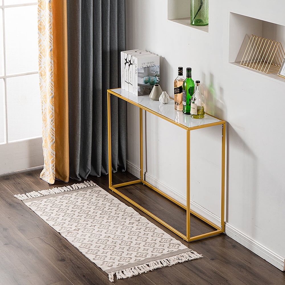 Kadyn Sofa Sidetable, Minilalist Porch Table with Metal Legs, Metal Console Table for Living Room, White Marble Sticker Kadyn Sofa Sidetable, Minilalist Porch Table with Metal Legs, Metal Console Table for Living Room, White Marble Sticker