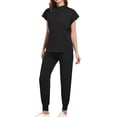 thumbnail image 2 of Ensemble de Chemise d'Uniforme d'Infirmière pour Femmes, Haut à Manches Courtes à Col Rond avec Pantalon Assorti, Tissu en Polyester, Tenue de Travail Décontractée Protectrice, Tenue d'Été, 2 of 6