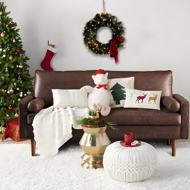 Adornos navideños de plástico con lazo para colgar, coronas de invierno para puerta de entrada, corona navideña grande, corona verde artificial para puerta de entrada, ventana, paredes, decoración nav