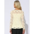 thumbnail image 4 of DARING DIVA Lace Peplum Round Neck Elegant Blouse M Apricot, 4 of 6