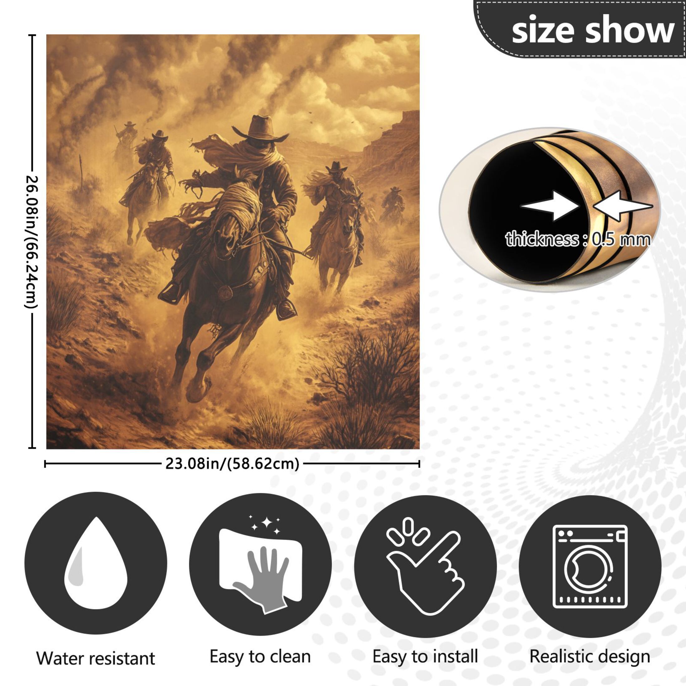 Dishwasher Magnetic Sticker 23x26 Inch Refrigerator Magnetic Sticker Washing Machine Magnetic Sticker Kitchen Panel Magnetic Sticker Home Decor Riding Cowboys