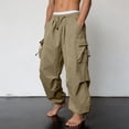 thumbnail image 6 of YABCSAZ Mens Cargo Pants Quick Dry Multi Pocket Drawstring Elastic Waist Outdoor Hiking Joggers, 6 of 8