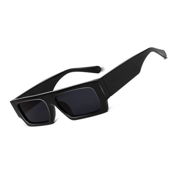 Gafas de sol Hanj Rectangle 90s Vintage para hombre y mujer, color negro