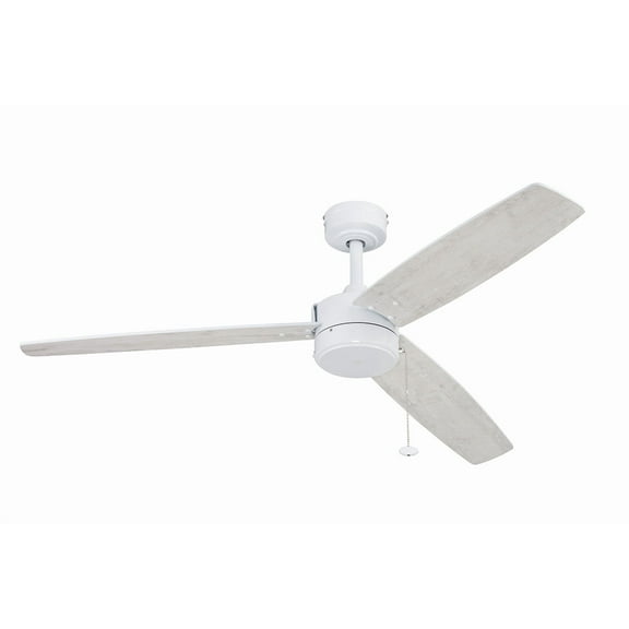 Prominence Home Journal 52" White Modern Indoor Outdoor Ceiling Fan with 3 Blades, Pull Chain & Reverse Airflow