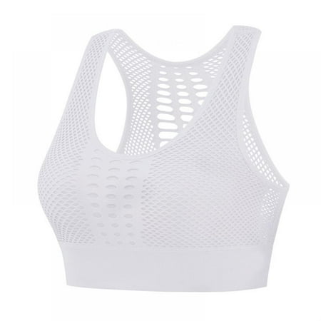 

Baywell Sports Bra for Women High Support Mesh Open Back Workout Tops Padded Longline Yoga Bra White 32/70ABCD 34/75ABC