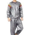 thumbnail image 4 of VBTAPA Sauna Suit for Men, Anti-Rip Sweat Suits Weight Loss Exercise Gym Fitness Suit Top Pants Silver M, 4 of 9