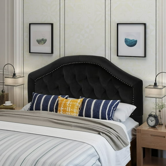 Restonic Button Tufted Queen Headboard | Nailhead Trim