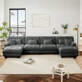 thumbnail image 2 of 173.2" Oversized Couch, 4 Seater Modular Sectional Sofa, Grey Large U Shaped Sectional Couches for Living Room, Fluffy Couch Set, Chenille Cloud Couch with Ottoman, Sofas for Living Room, 2 of 8