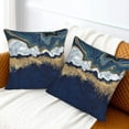 thumbnail image 2 of Blue and Gold Abstract Marble Pillow Covers 18x18 Set of 2, Navy Blue and Gold Throw Pillow Covers Outdoor Decorative Pillow Case for Couch Bed Sofa Cushion Home Decor, 2 of 6