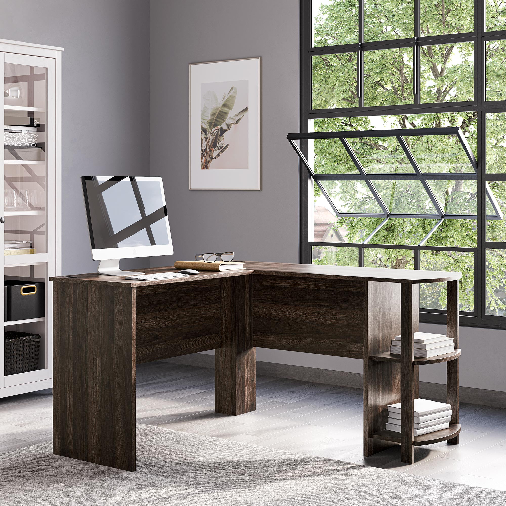 Belleze Kent LShaped Home Office Desk, Wood Corner Nepal Ubuy