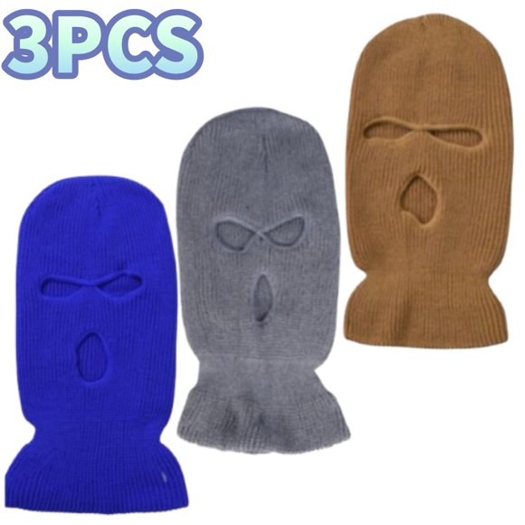 3 Pieces 3-Hole Full Cover, Women and Men Balaclava mask, Suitable for Motorcycle, Bicycle, Hunting, Riding Cap, Skiing