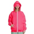 thumbnail image 2 of AINIYS Boys Girls Cardigan Sweatshirt Solid Color Casual Zipper Sweatshirt Cardigan Hoodie with Eye Mask and Zipper Girls' Tops Hot Pink 7 Years, 2 of 8