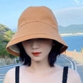 thumbnail image 3 of Eoperou Women Hat Solid Color Double-layer Anti-UV Waterproof Sun Protection Fisherman Hat Outdoor Supply, 3 of 7