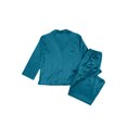 thumbnail image 4 of SAYOO Camisón de 2 piezas para mujeres, camisa de cuello de solapa de manga larga de color sólido + pantalones SAYOO  moda, 4 of 9