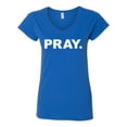 thumbnail image 2 of Wild Bobby Pray. Inspirational/Christian Women Standard V-Neck Tee, Royal, XX-Large, 2 of 5