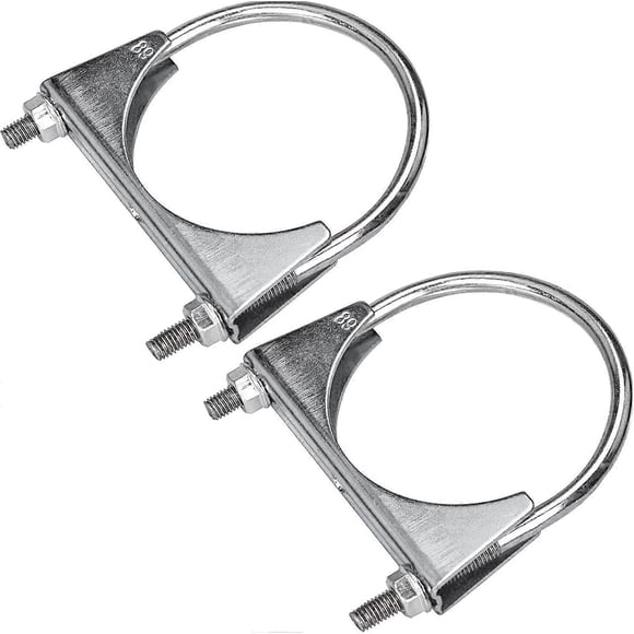 2pcs Exhaust Pipe Clamps, 89mm U Bolt Clamp Universal Exhaust Pipe Clamps for Pipe Fittings, Antenna Mount, Hose Clamp