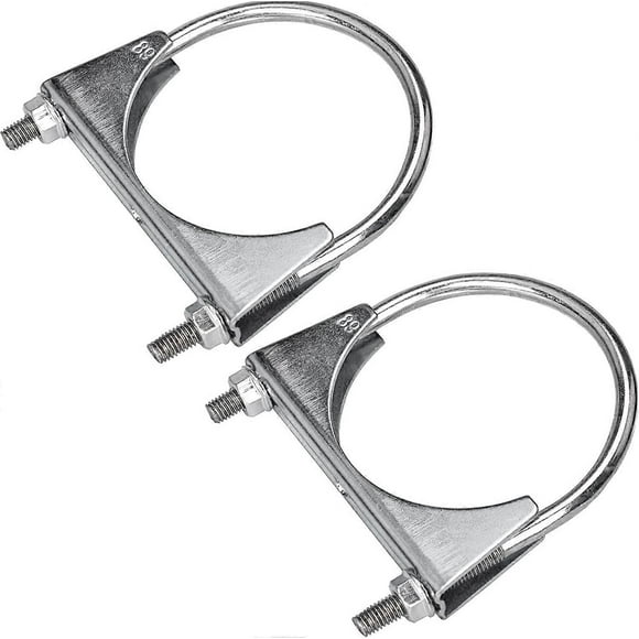2pcs Exhaust Pipe Clamps, 89mm U Bolt Clamp Universal Exhaust Pipe Clamps for Pipe Fittings, Antenna Mount, Hose Clamp