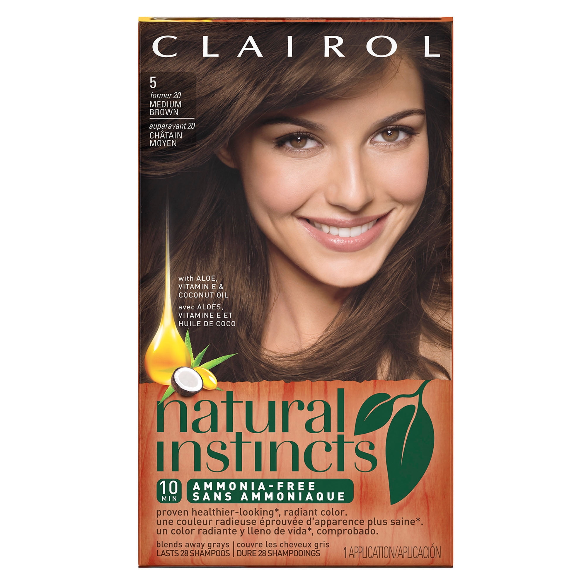 Clairol Natural Instincts Semi-Permanent Hair Color, Medium Brown, 5/20 -  