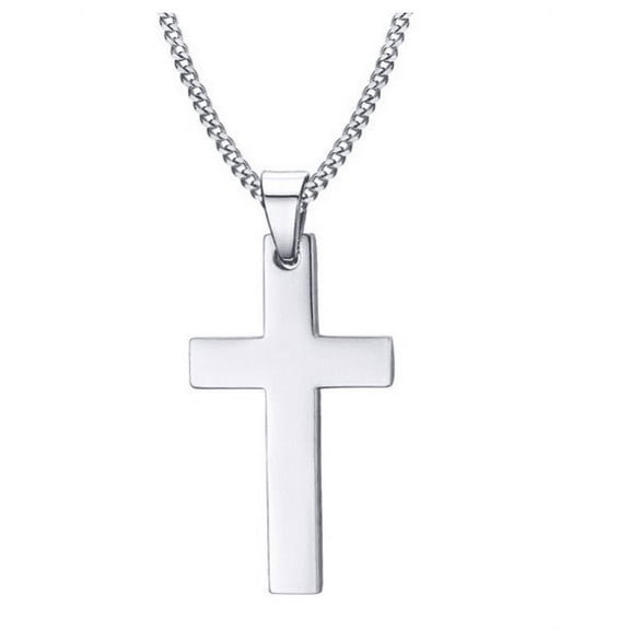 Men's And Women's Stainless Steel Cross Pendant With Chain Necklace Jewelry Gift
