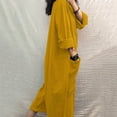 thumbnail image 4 of Aayomet Jumpsuits For Women Ladies Autumn Winter Solid Color Pockets Jumpsuit Shirt Long Trousers Jumpsuit,Yellow XL, 4 of 5